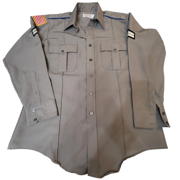 Conqueror 1776 Other - Vintage Conqueror 1776 Gray Uniform Shirt Mens 16.5 x 34 USA Made Patches Gray